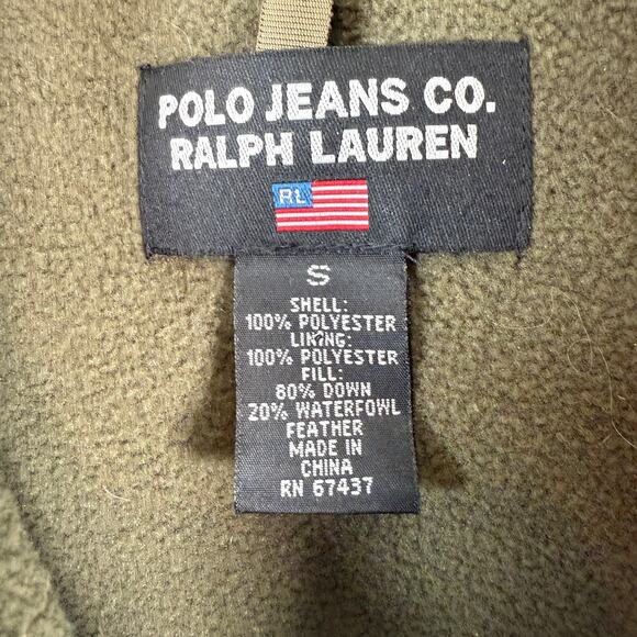 Women's Polo Jeans Co. Ralph Lauren Green Floral Zip Front Puffer Vest Size S - Picture 3 of 8